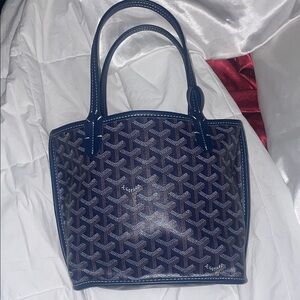Mini Goyard Blue Tote Bag